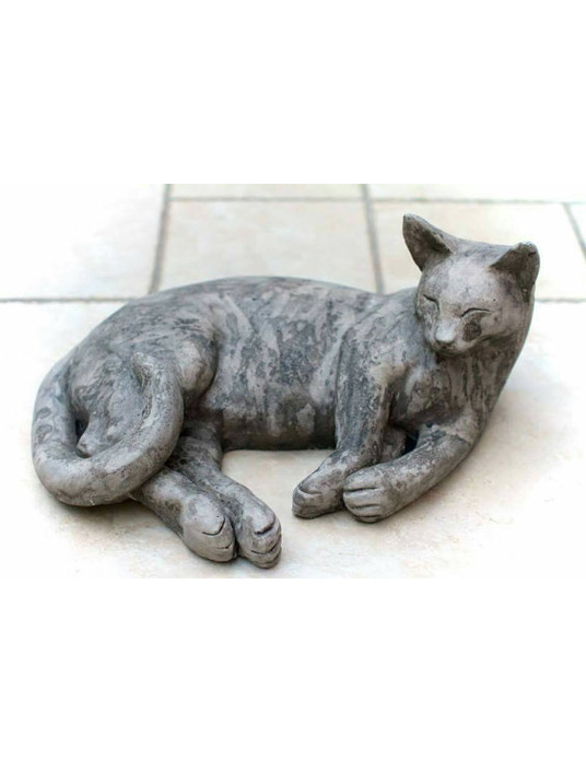 Life Size Stone Lying Cat For Garden Or Indoor Display Sculpture Ornament Mark Jenkins Designs Life Size Stone Lying Cat For Garden, Cat Garden Sculpture